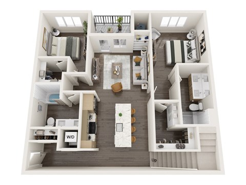 Floor plan for 2 beds, 2 baths, 1439 sqft